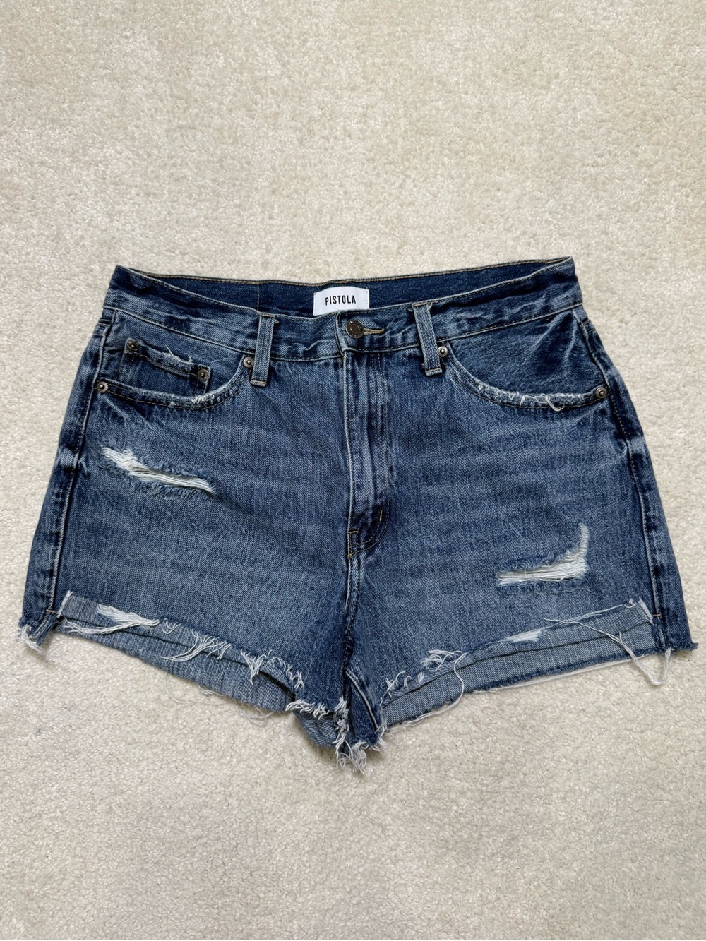 Pistola Kylee High Rise Distressed Denim Jean Shorts in Play Date Size 28 6